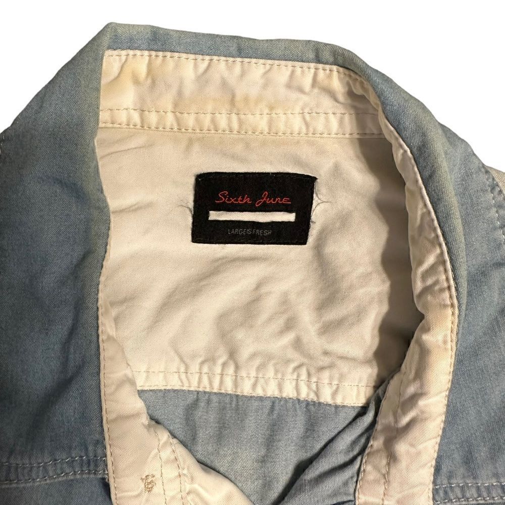 Sixth June bleached out denim chambray shirt - Picture 6 of 12
